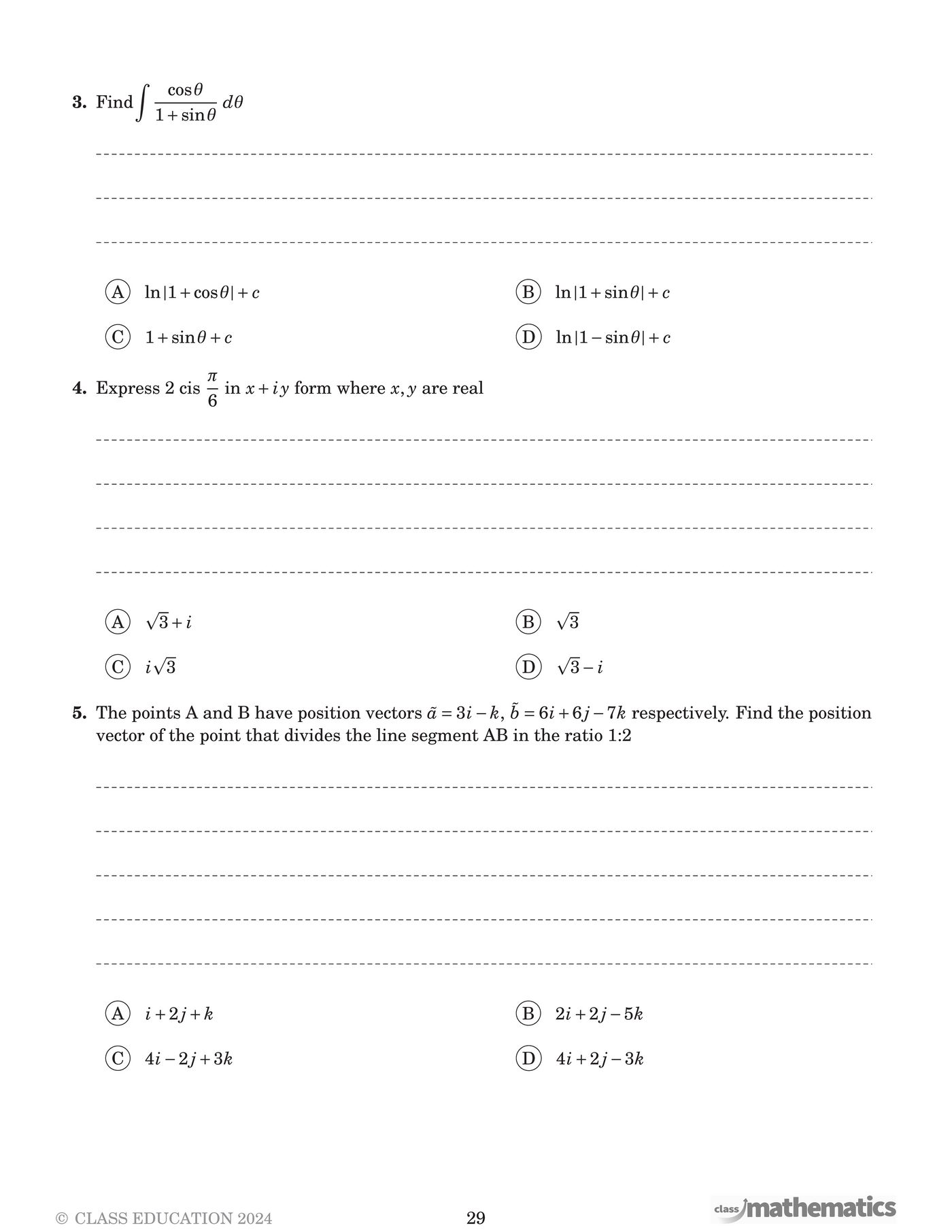 HSC Practice Papers - Extension 2 Maths