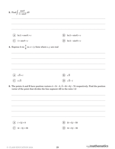 HSC Practice Papers - Extension 2 Maths