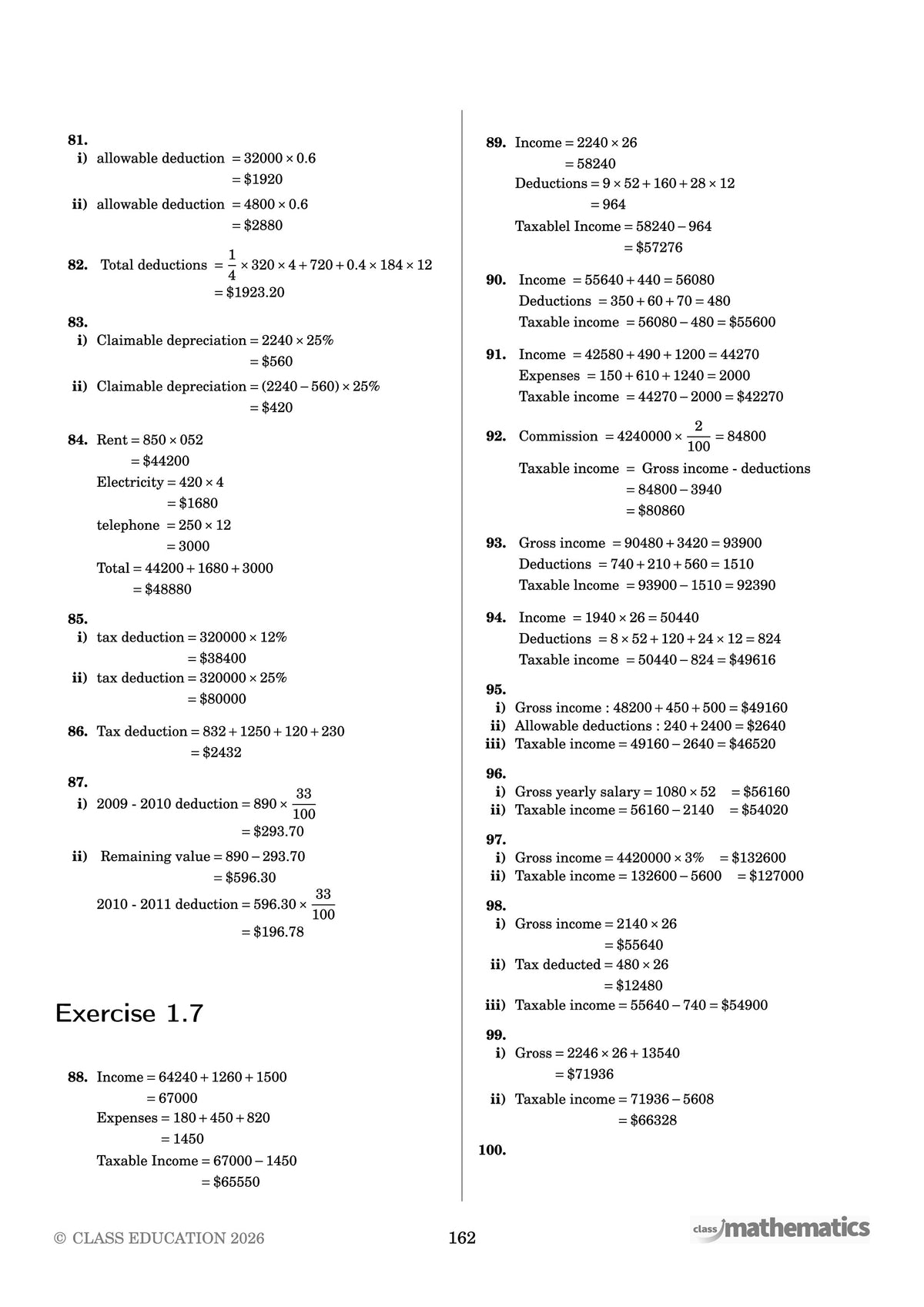 Sample worked answers — every question, fully solved