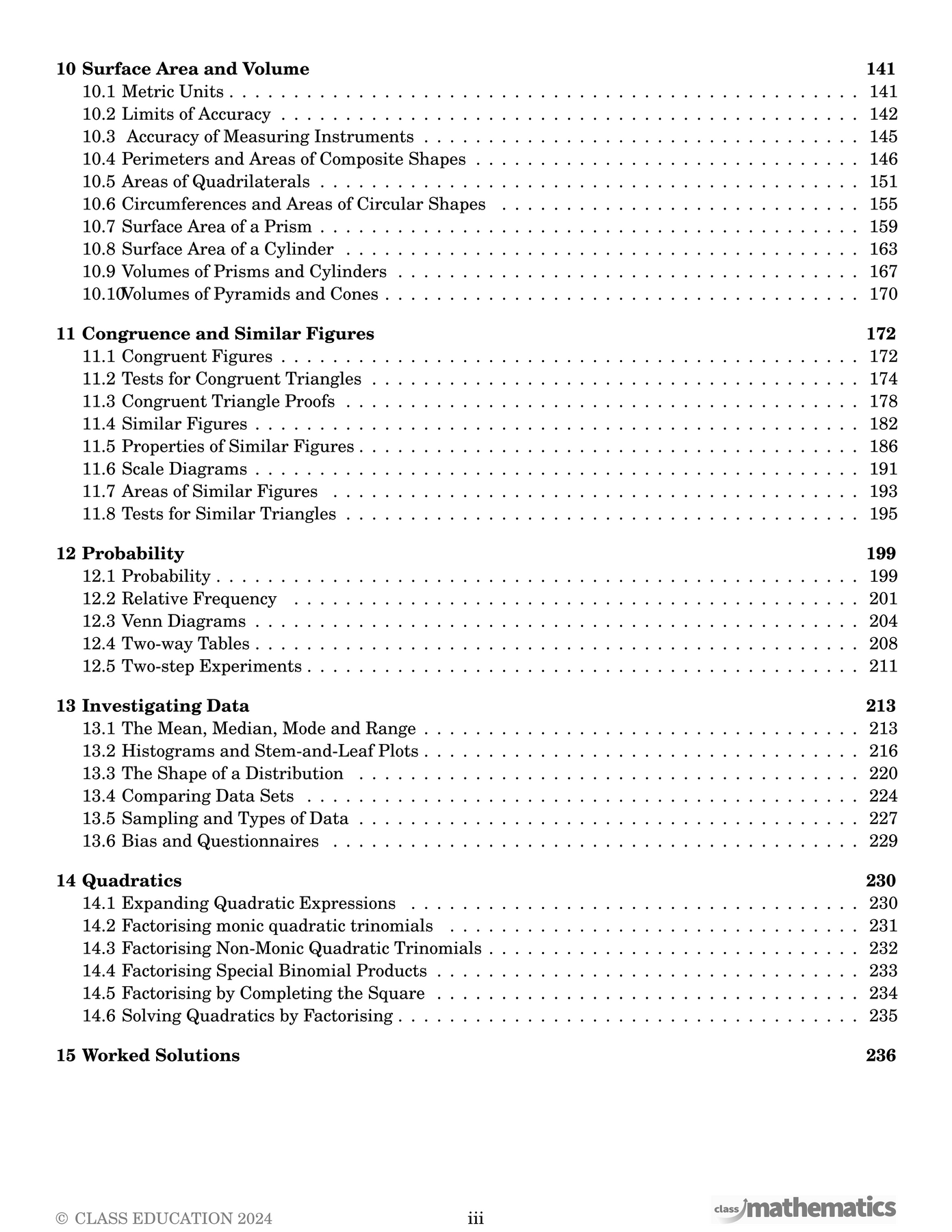 NSW Year 9 Advanced Maths Coursebook | Worked Solutions – Class Mathematics