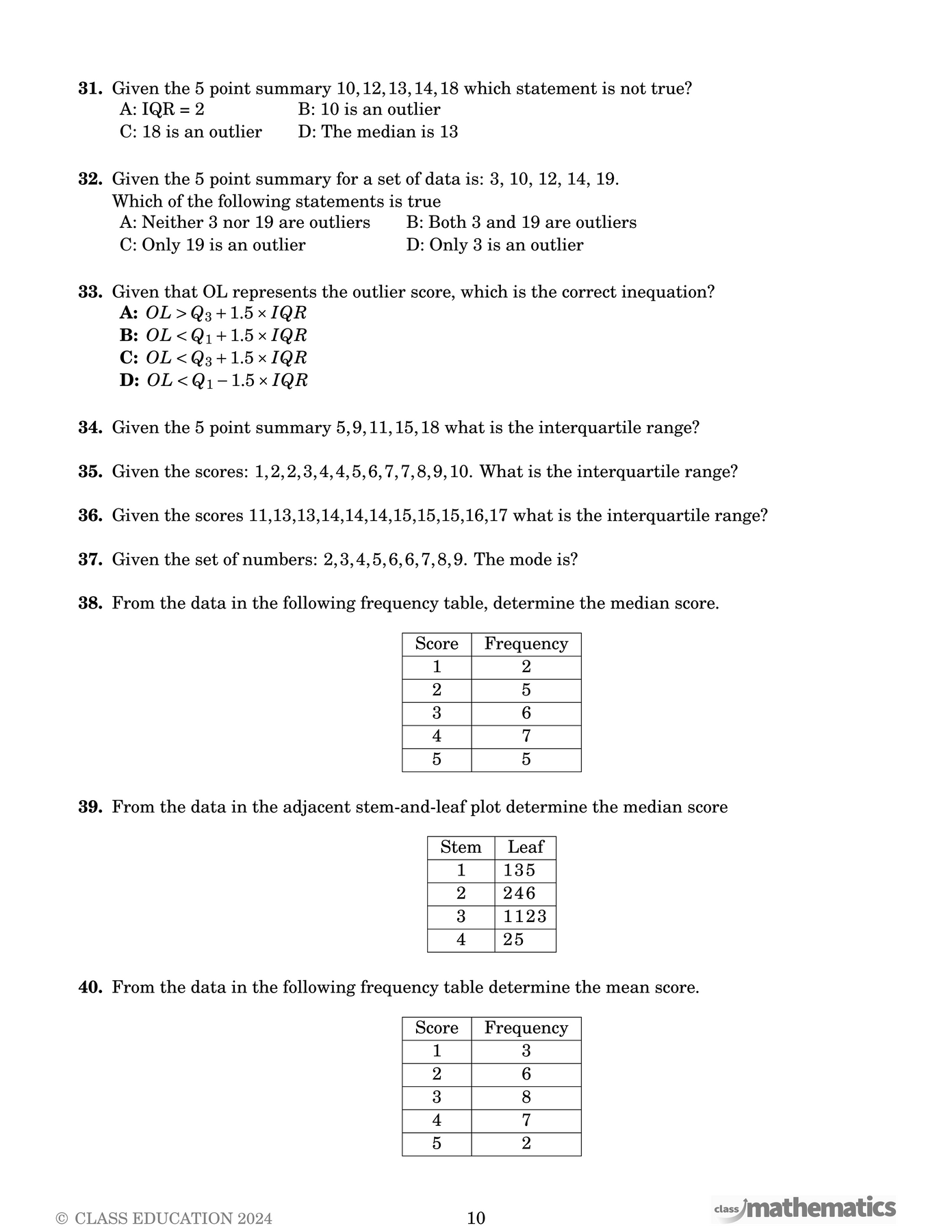Statistics Math 12 NSW Year 12 Maths Advanced - Descriptive Statistics – Class Mathematics