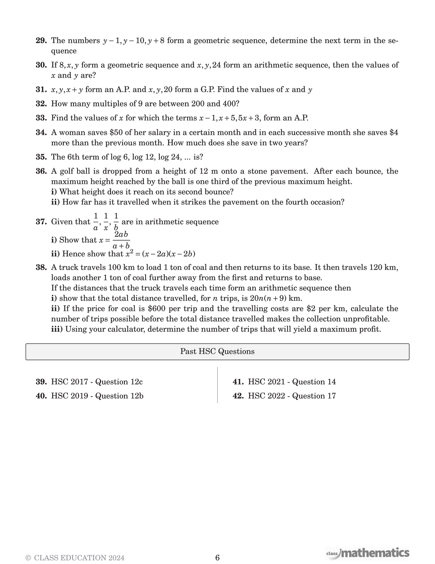 NSW Year 12 Maths Advanced - Sequences and Series – Class Mathematics