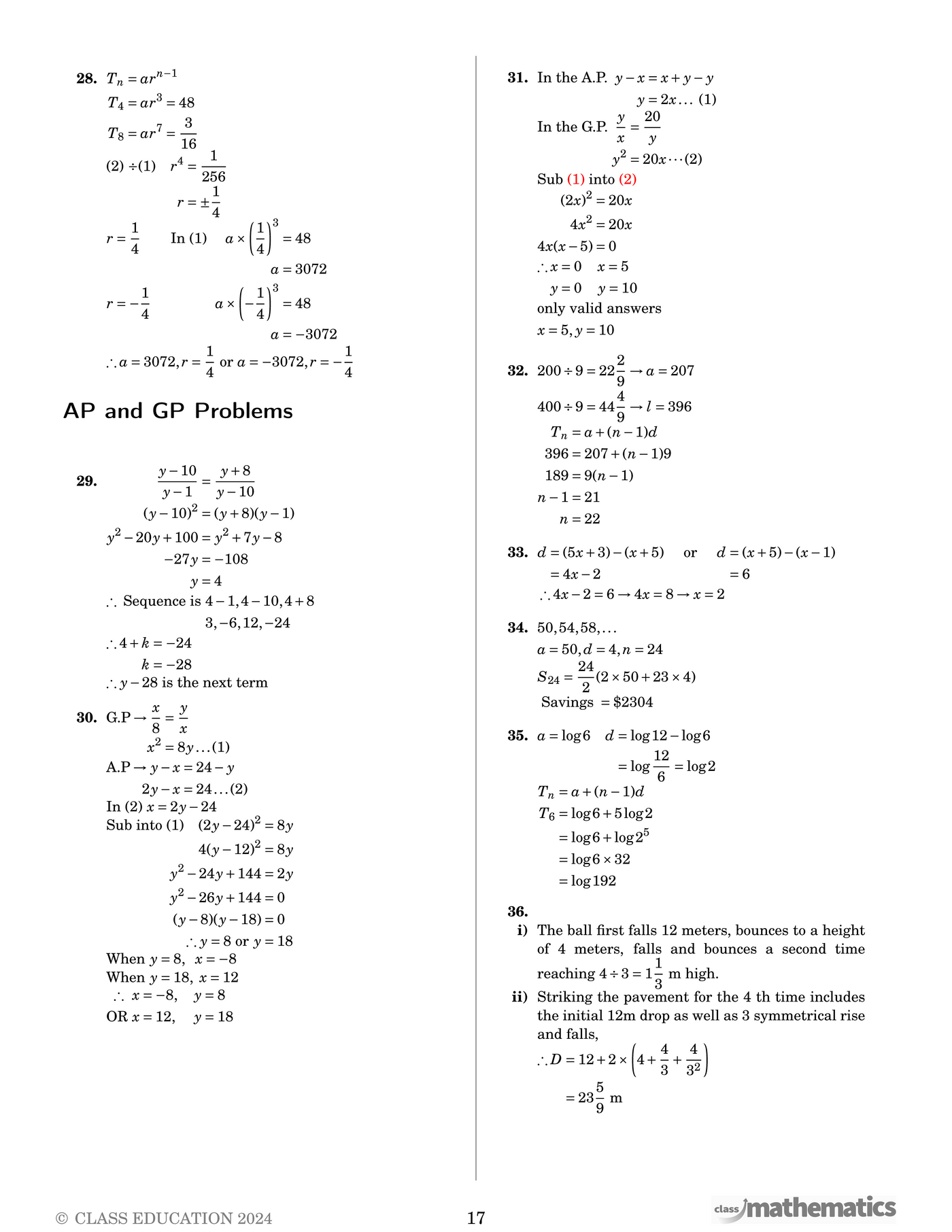 NSW Year 12 Maths Advanced - Sequences and Series – Class Mathematics