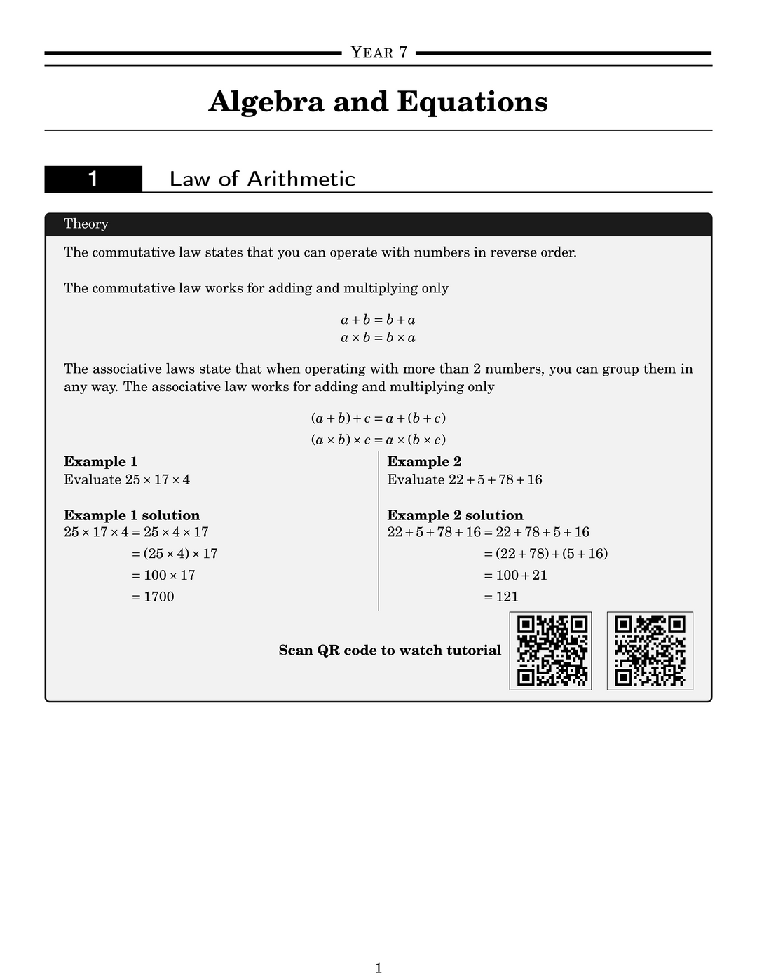 Algebra Formula Year 7