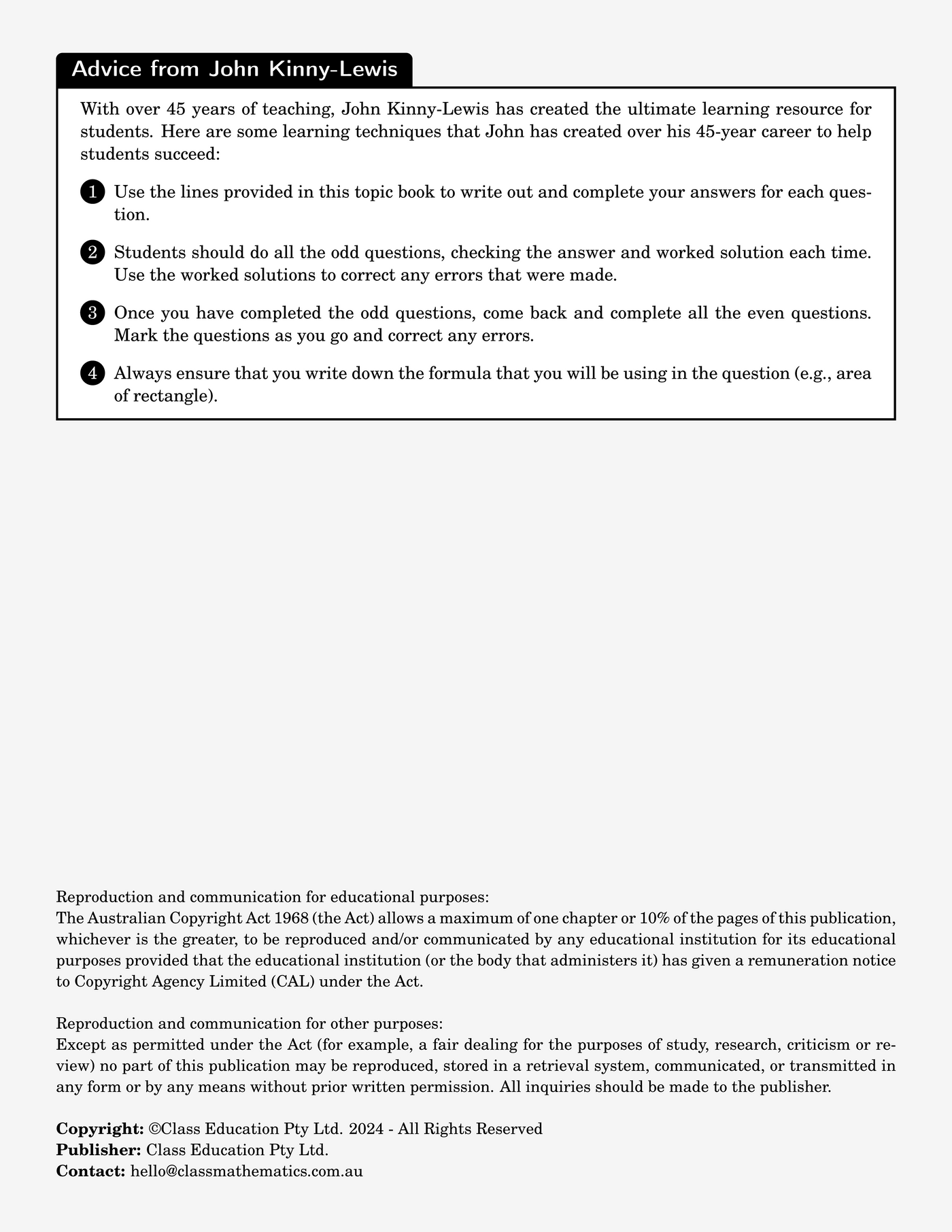 NSW Year 7 Maths - Decimals - Topic Work Book