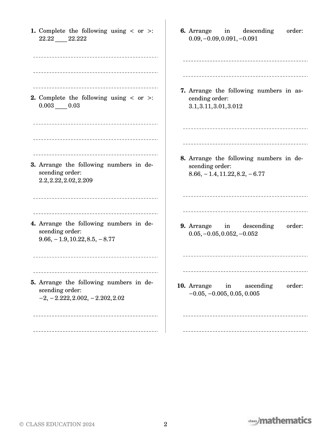 NSW Year 7 Maths - Decimals - Topic Work Book