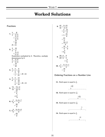 NSW Year 7 Maths - Fractions - Topic Work Book