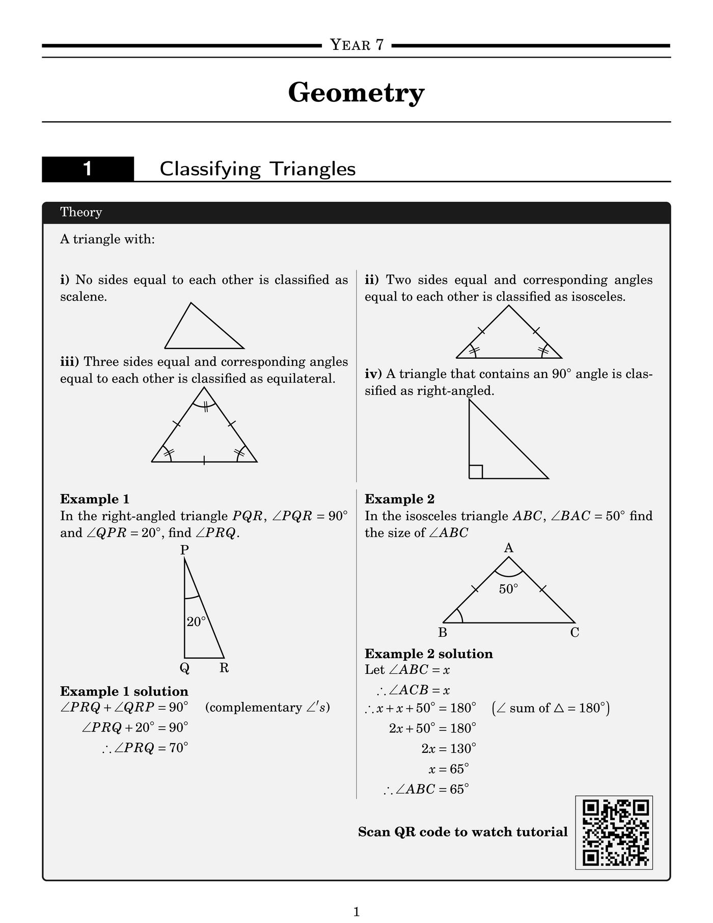 NSW Year 7 Maths - Geometry - Topic Work Book