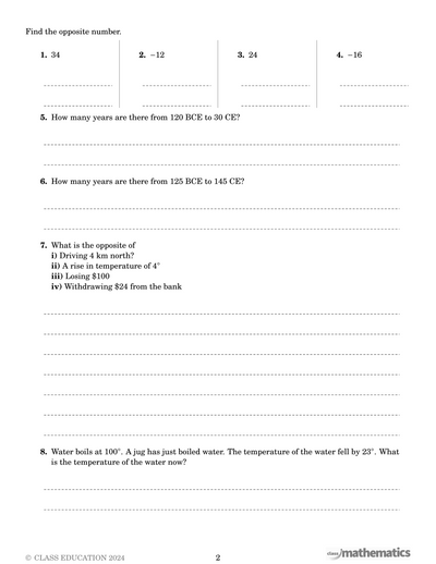 NSW Year 7 Maths - Integers - Topic Work Book