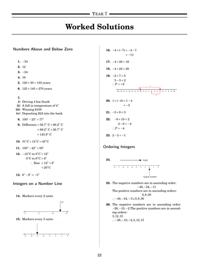 NSW Year 7 Maths - Integers - Topic Work Book