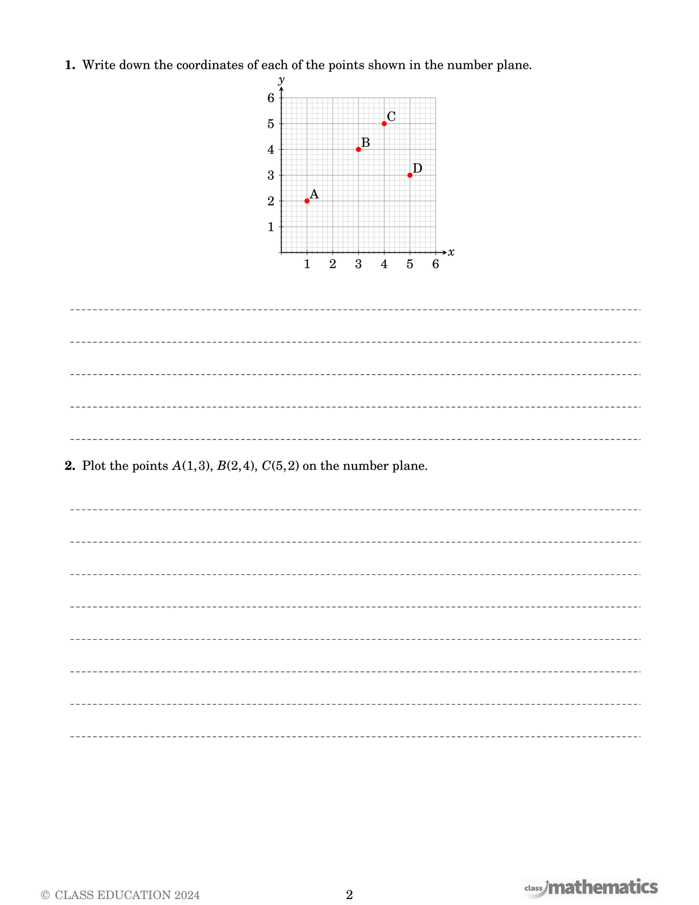 NSW Year 7 Maths - Number Plane - Topic Work Book