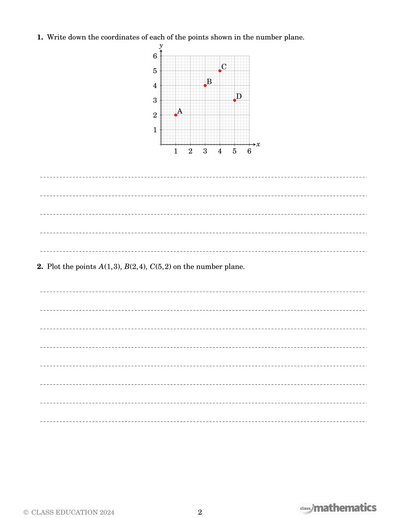 NSW Year 7 Maths - Number Plane - Topic Work Book