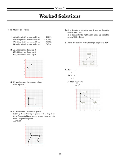 NSW Year 7 Maths - Number Plane - Topic Work Book