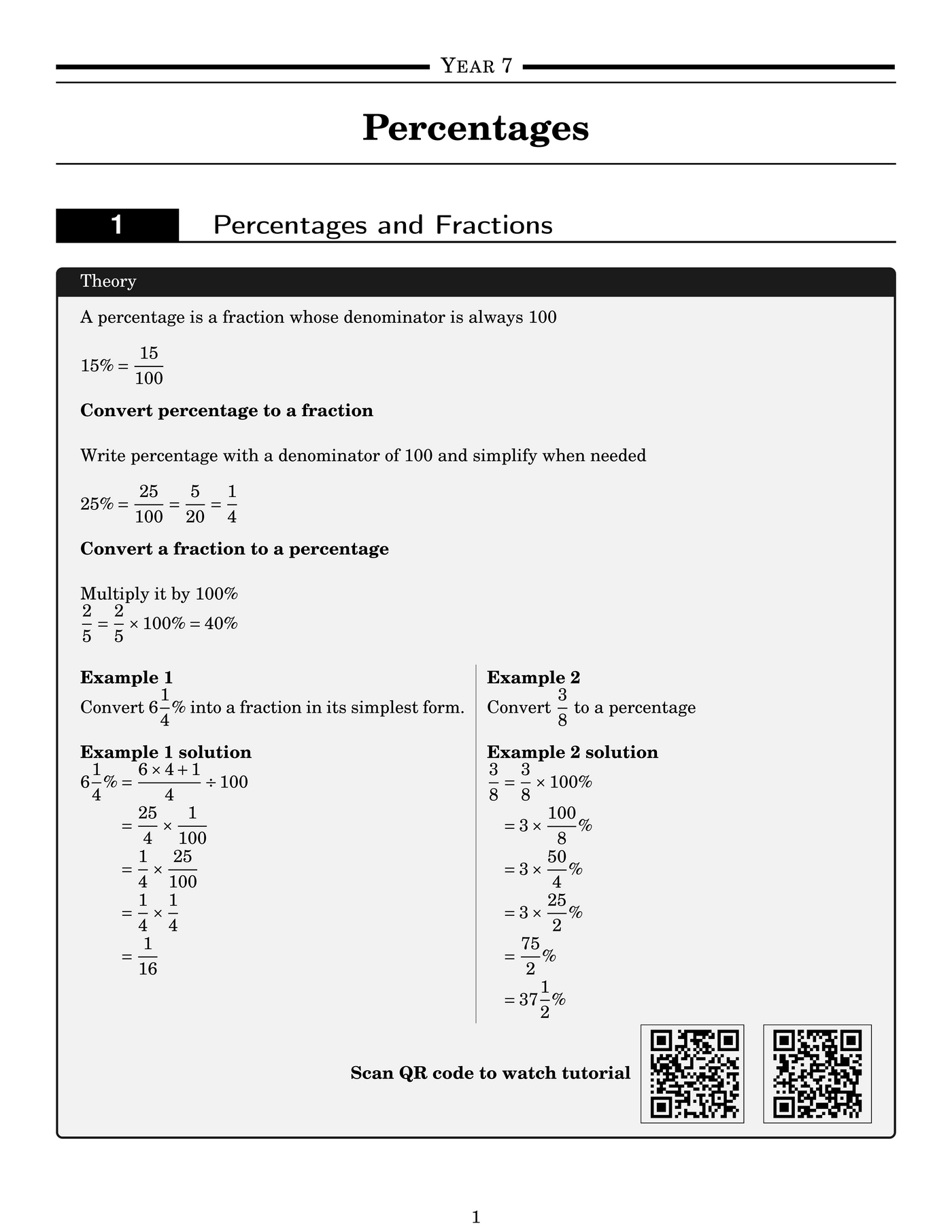NSW Year 7 Maths - Percentages - Topic Work Book