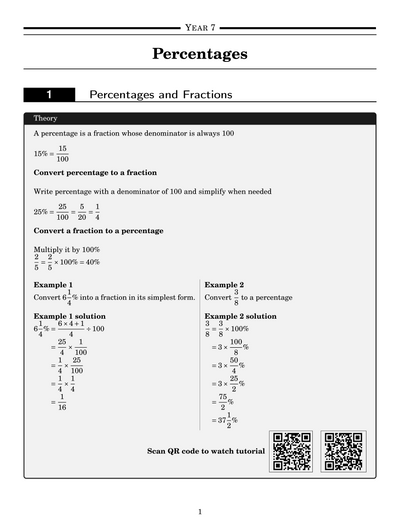 NSW Year 7 Maths - Percentages - Topic Work Book