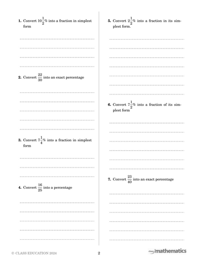 NSW Year 7 Maths - Percentages - Topic Work Book