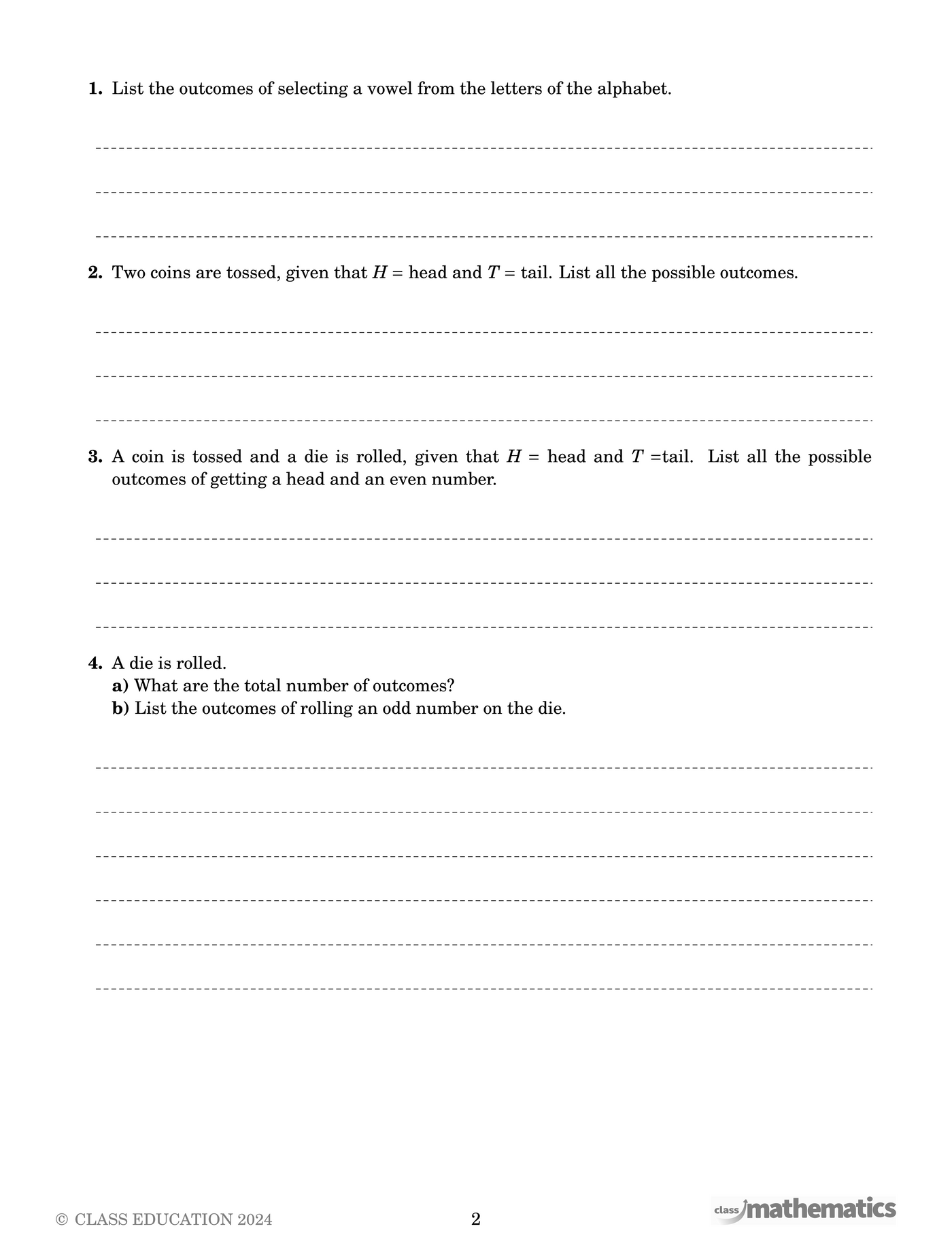 NSW Year 7 Maths - Probability - Topic Work Book