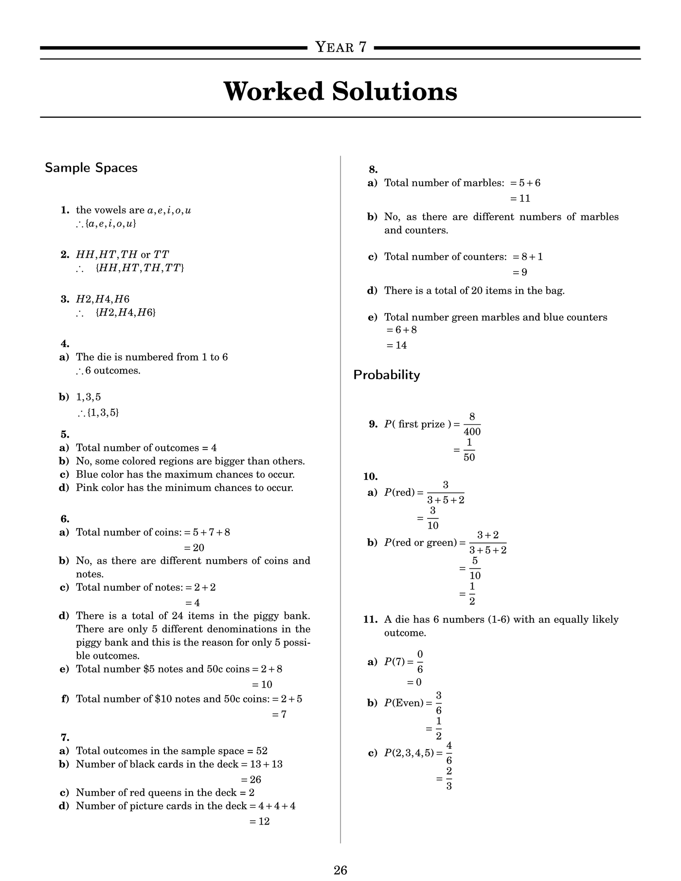 NSW Year 7 Maths - Probability - Topic Work Book