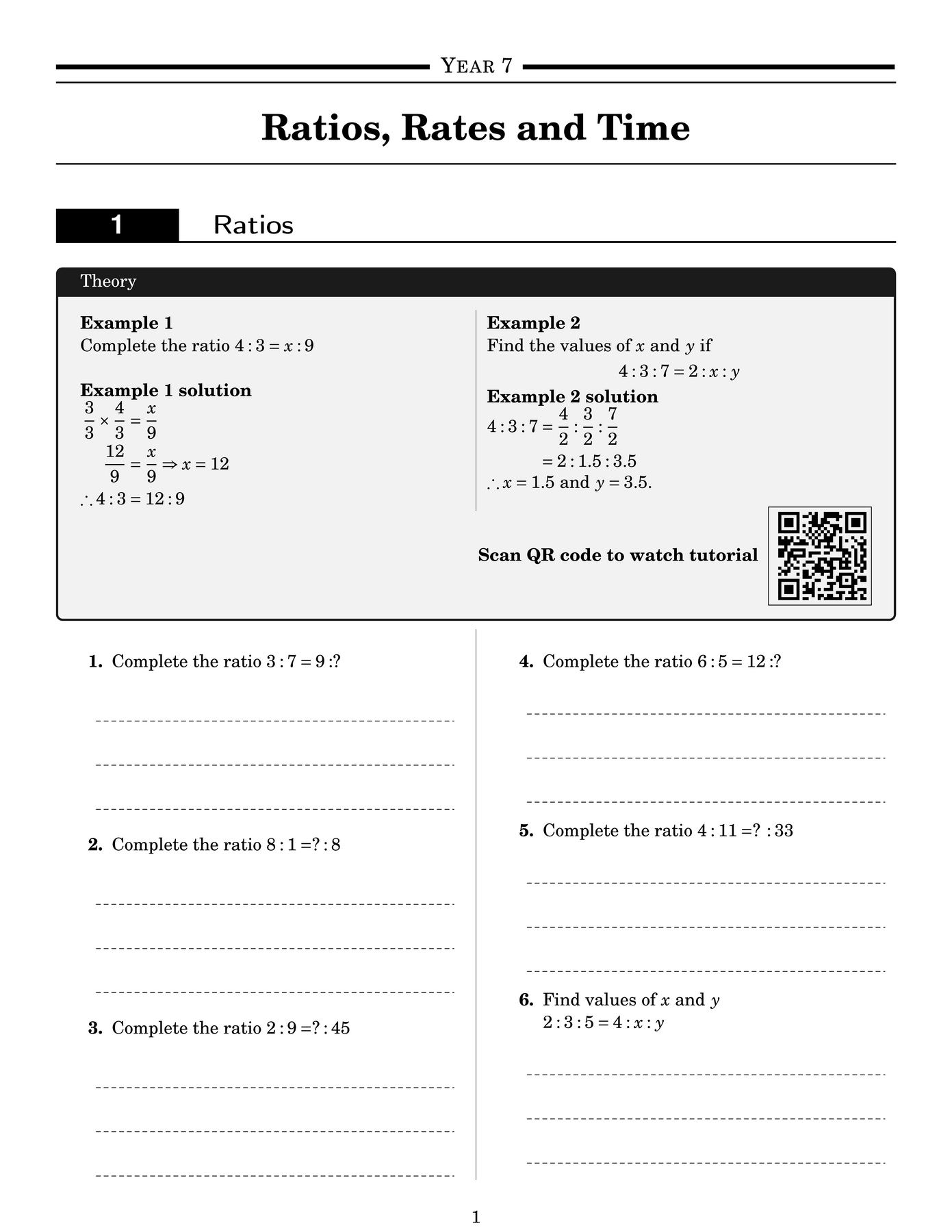 NSW Year 7 Maths - Ratios, Rates and Time - Topic Work Book – Class ...