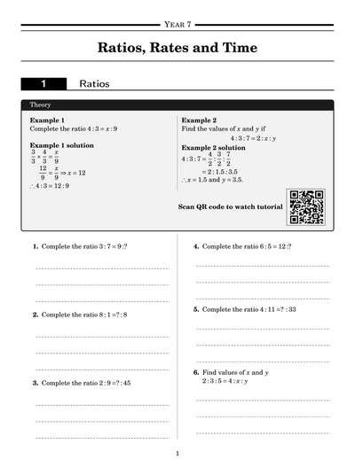 NSW Year 7 Maths - Ratios, Rates and Time - Topic Work Book