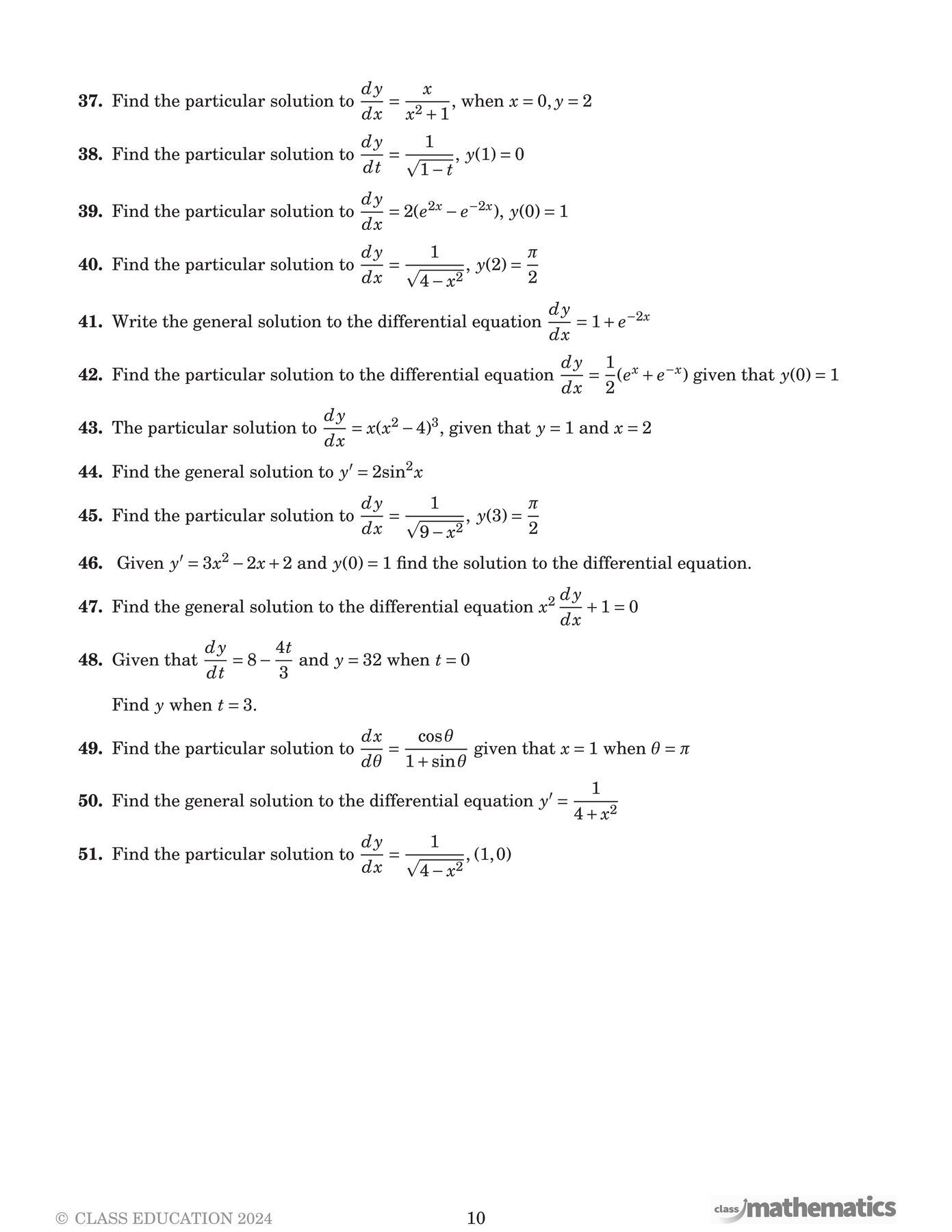 Extention Math Equation NSW Year 12 Maths Extension 1 - Differential Equations – Class Mathematics