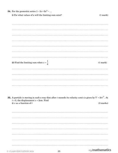 HSC Practice Papers - Advanced Maths