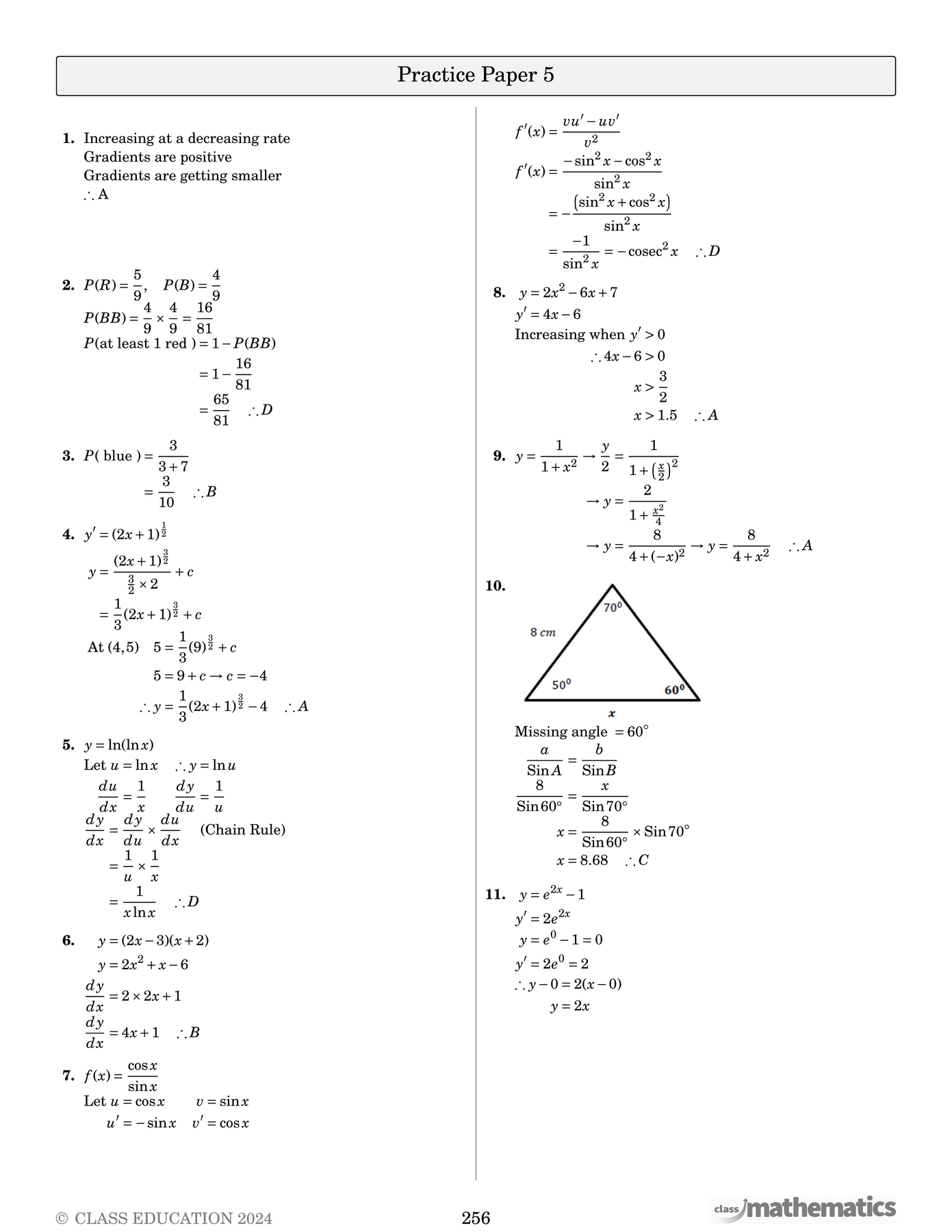 Advanced Math Hsc HSC Practice Papers - Advanced Maths – Class Mathematics