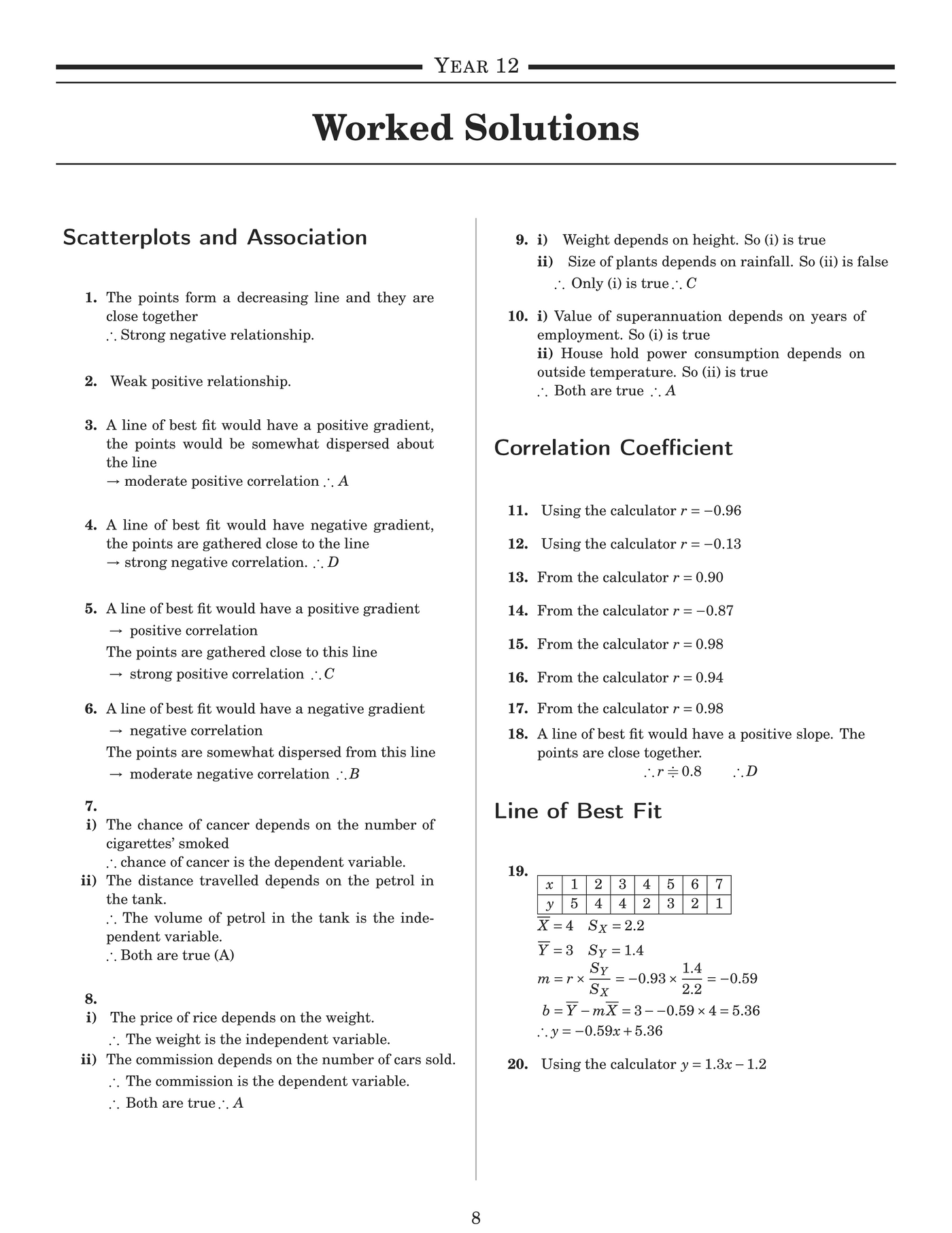 Biranate Data Math NSW Year 12 Maths Advanced - Bivariant Data Analysis – Class Mathematics