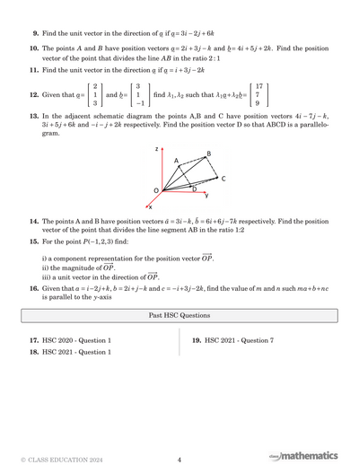 NSW Year 12 Maths Extension 2 - Further Work with Vectors