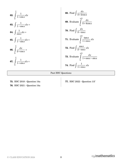 NSW Year 12 Maths Extension 2 - Integration