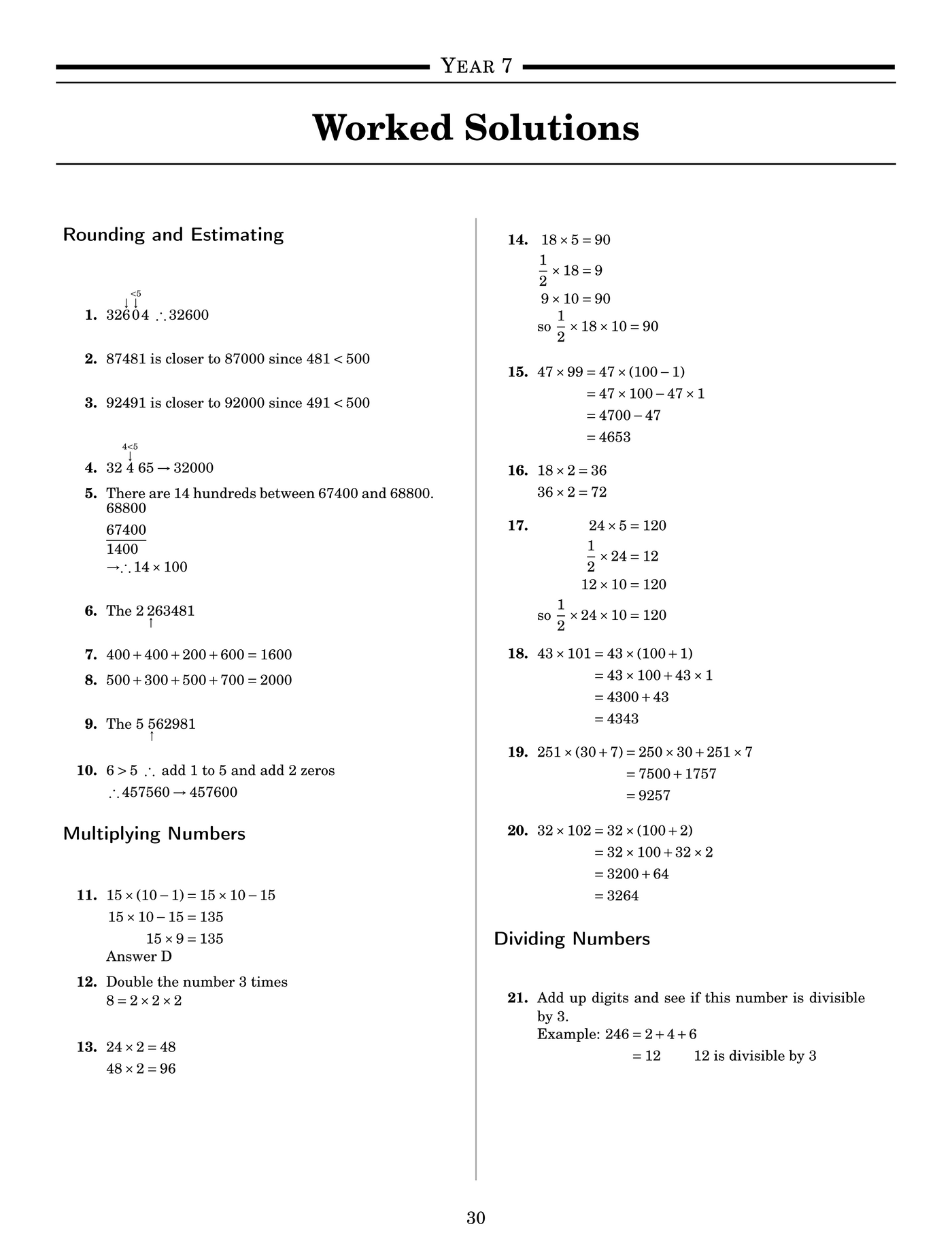 NSW Year 7 Maths - Whole Numbers - Topic Work Book