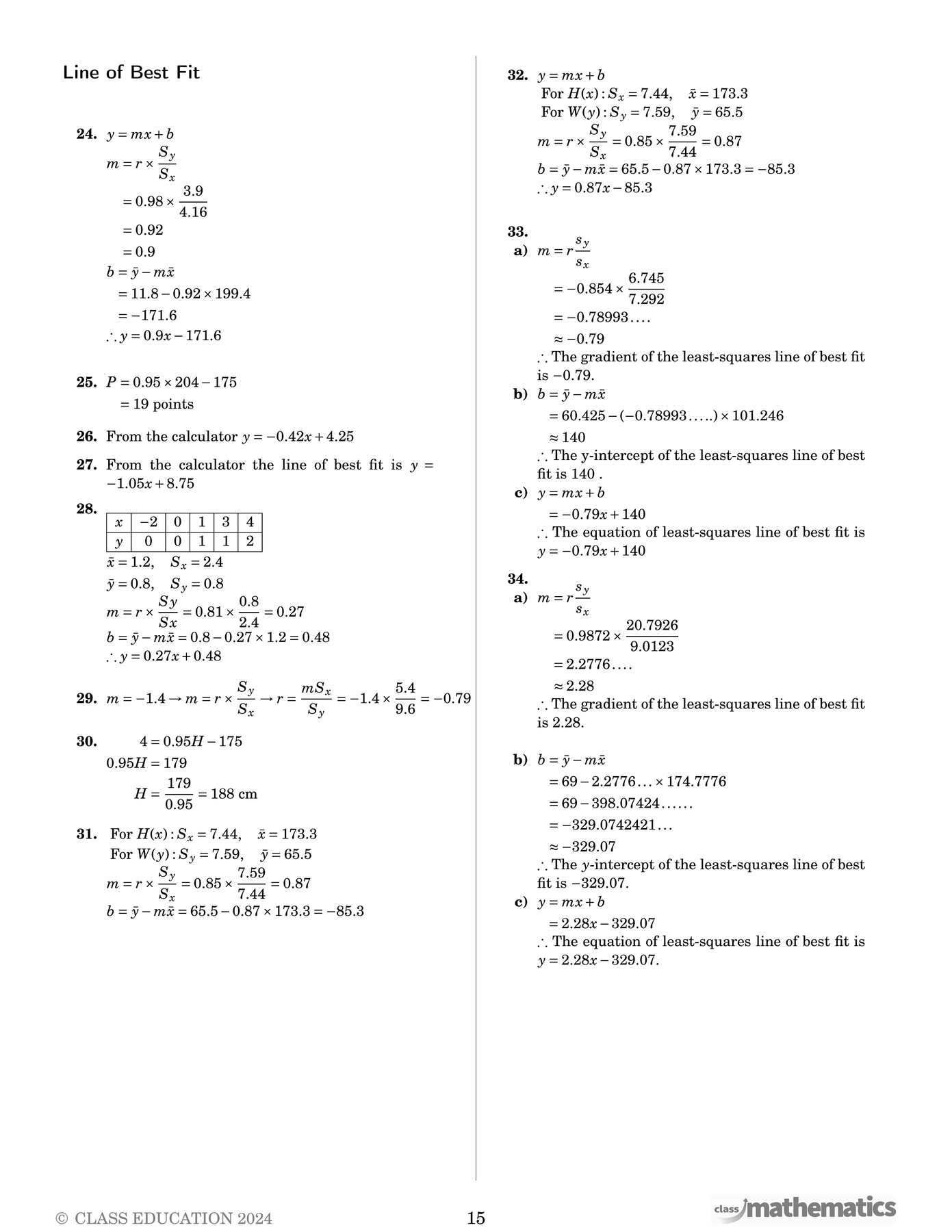 Math Standard Variant NSW Year 12 Maths Standard 2 - Bivariant Data Analysis – Class Mathematics